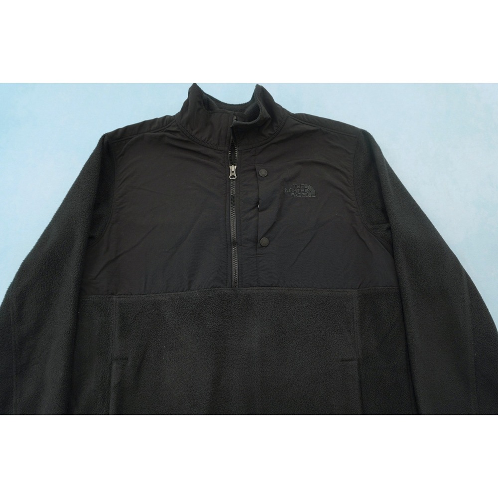 The North Face Mens L Black Mixed Media Fleece Quarter Zip Pullover Jacket